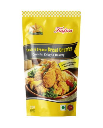 Fasfars Organic Bread Crumbs 200, Crispy for nuggets, kabab, & fries Front